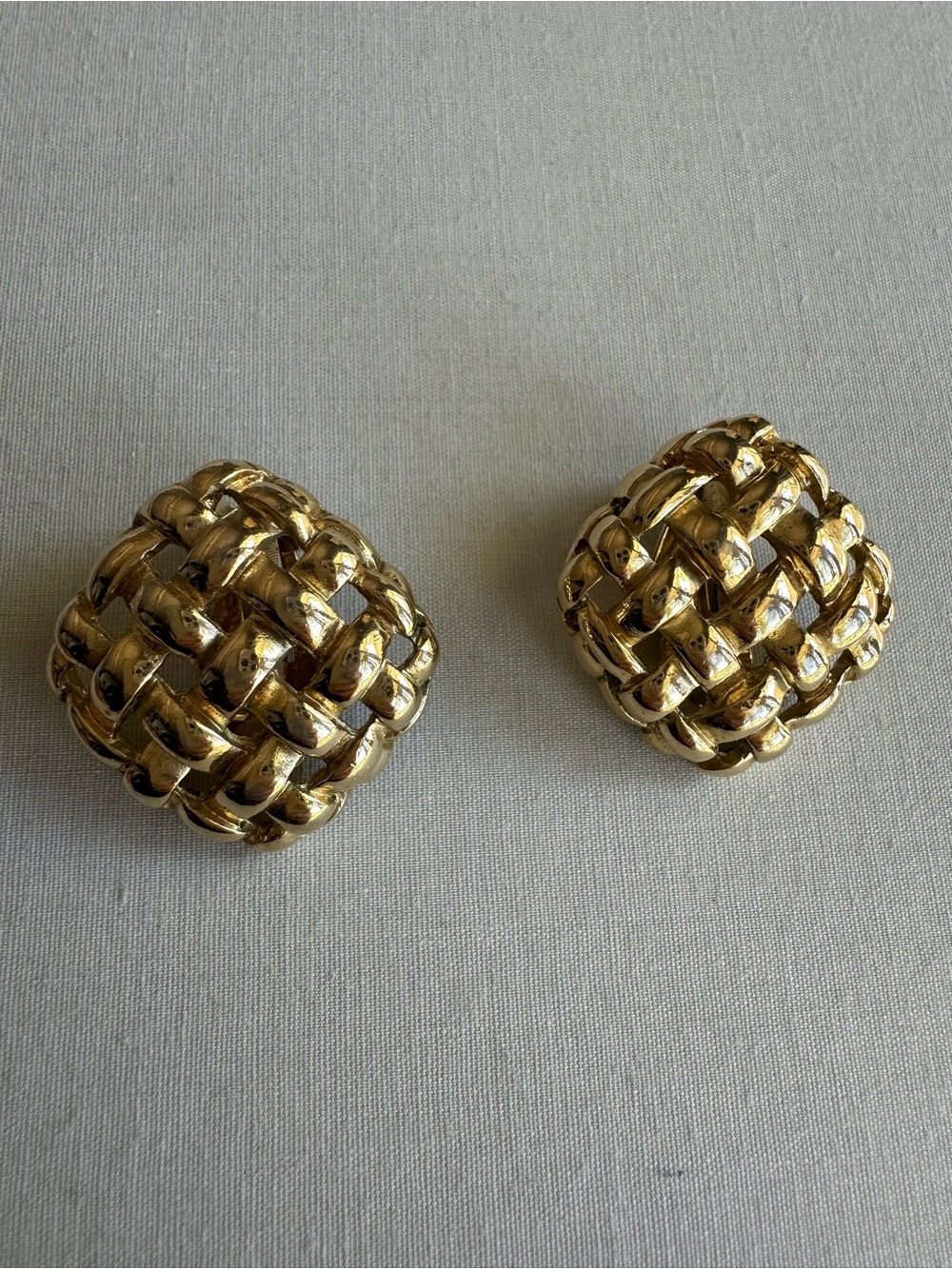 Givenchy Vintage Gold-tone Basketweave Clip-on Earrings